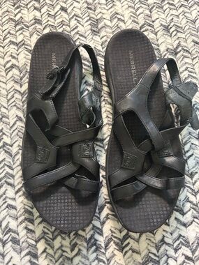 Merrell Classic Black Leather Strappy Comfort Hiking Summer Sandals Women’s 9